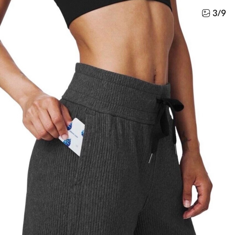 Lululemon Retreat Yourself Yoga Wide Leg Crop Pants, Women's 4, Ribbed Dark Grey - Picture 6 of 6